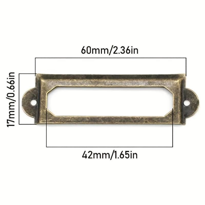 12pcs Antique Brass Iron Drawer Label Pull Frame Handle Hardware