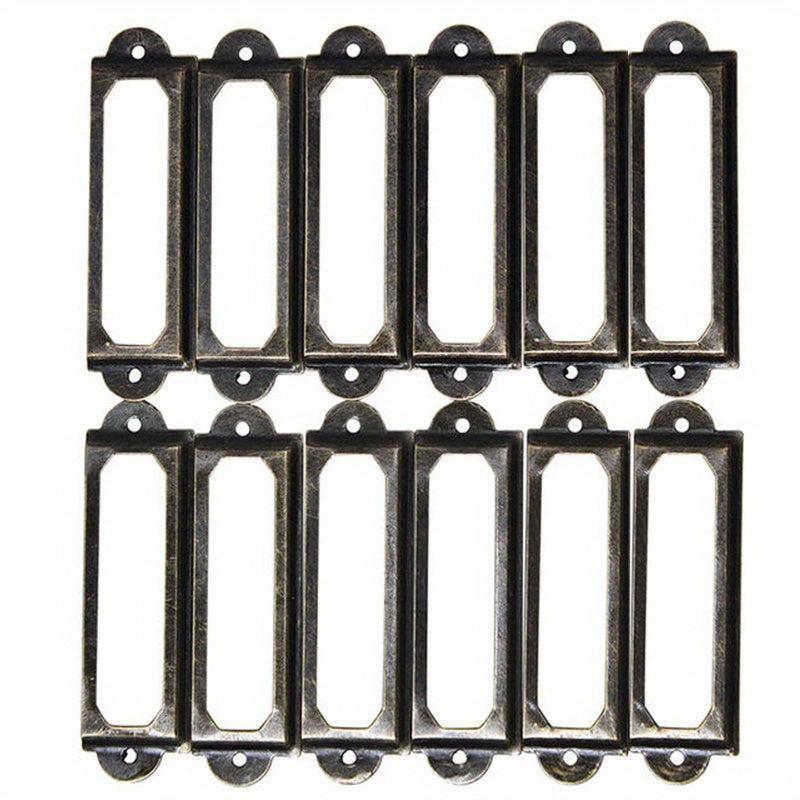 12pcs Antique Brass Iron Drawer Label Pull Frame Handle Hardware