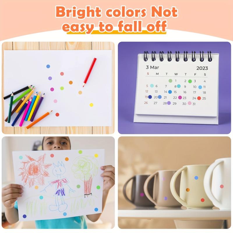 6720 Colorful Round Dot Stickers in 20 Colors for Office & Classroom