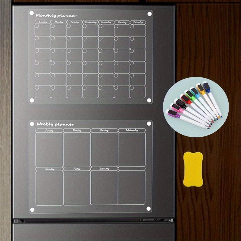 2 Sets of Transparent Magnetic Refrigerator Board Calendars