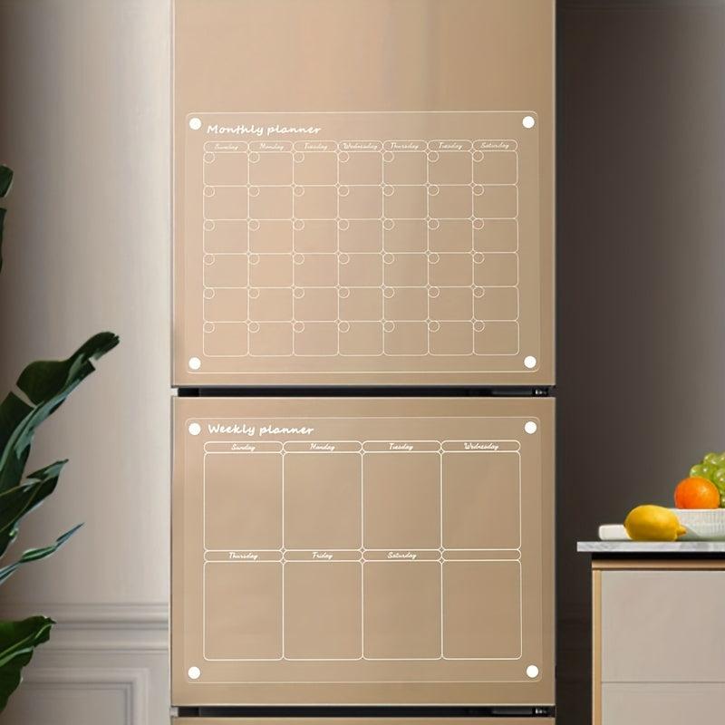 2 Sets of Transparent Magnetic Refrigerator Board Calendars