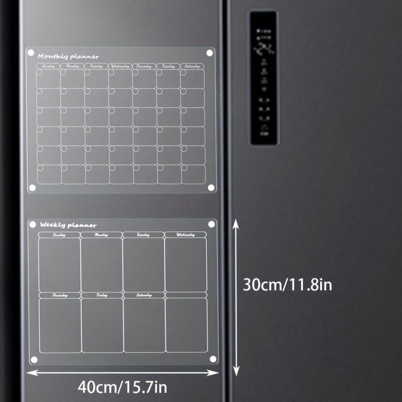 2 Sets of Transparent Magnetic Refrigerator Board Calendars