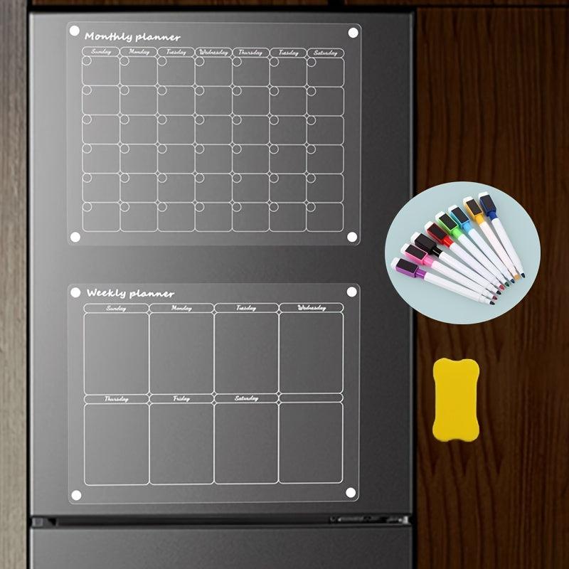 2 Sets of Transparent Magnetic Refrigerator Board Calendars