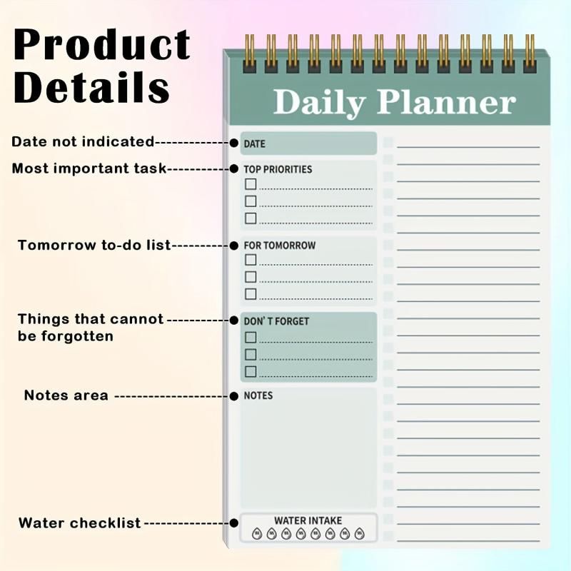 8pcs Spiral Daily Planner Notepad 13 X 19 To Do List Notebook