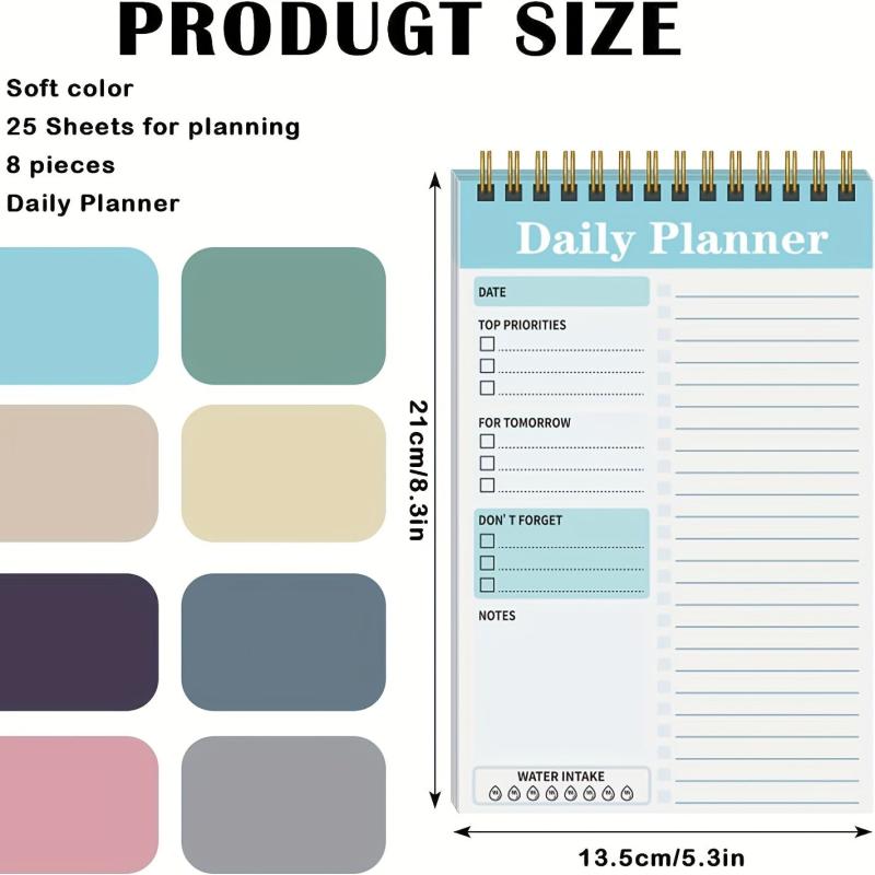 8pcs Spiral Daily Planner Notepad 13 X 19 To Do List Notebook