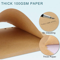 A5 160 Pages Kraft Blank Filler Paper for 6 Ring Binders