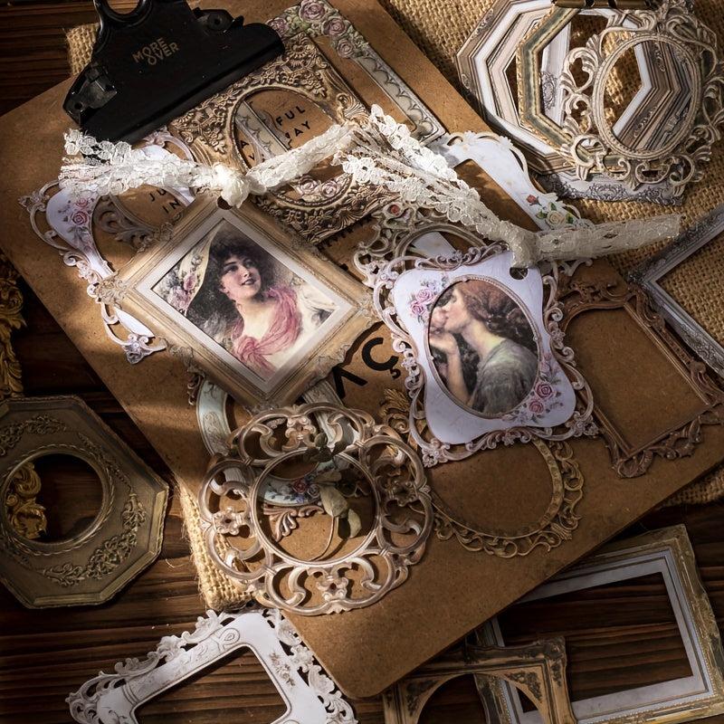 20pcs Retro Hollowed Out Frame Journal Paper Pack, Romantic Frame Series