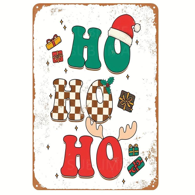Christmas Metal Tin Signs 8''x12'' Retro Metal Tin Sign Santa Claus Decor