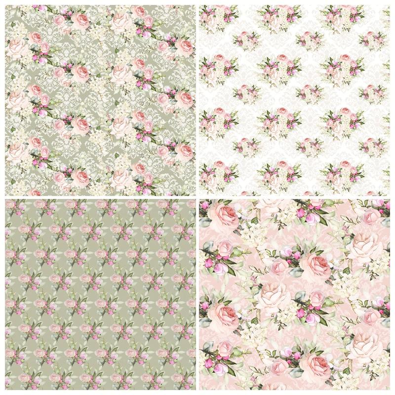 12pcs Flower Series Scrapbook Paper Background DIY Photo Album Art Card