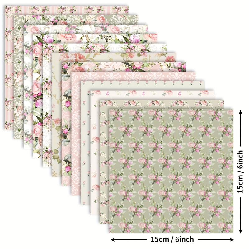 12pcs Flower Series Scrapbook Paper Background DIY Photo Album Art Card