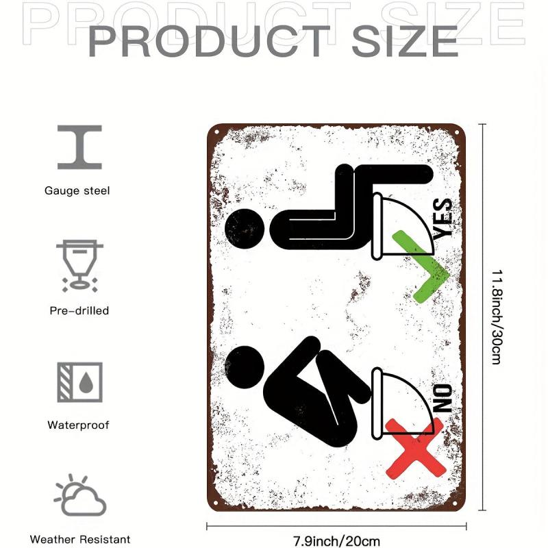 1pc Toilet Creative Tin Sign Funny Novelty Metal Sign Retro Wall Decor