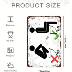 1pc Toilet Creative Tin Sign Funny Novelty Metal Sign Retro Wall Decor