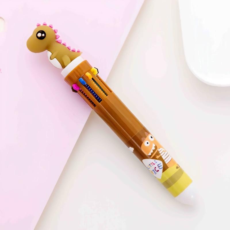 Cartoon Dinosaur Gel Pen Refill Core 0.5mm 10-Color In One Pen