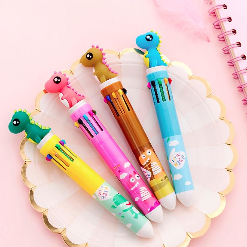 Cartoon Dinosaur Gel Pen Refill Core 0.5mm 10-Color In One Pen