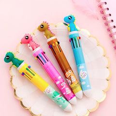 Cartoon Dinosaur Gel Pen Refill Core 0.5mm 10-Color In One Pen