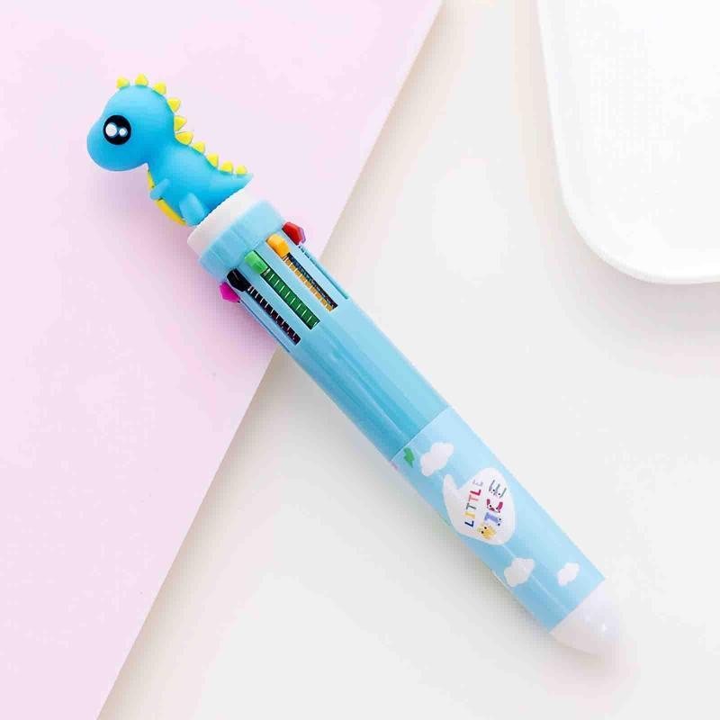 Cartoon Dinosaur Gel Pen Refill Core 0.5mm 10-Color In One Pen