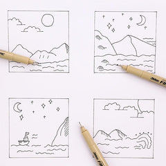 12Pcs Line Markers Plastic Drawing Pens Fine Point Line Painting Pens