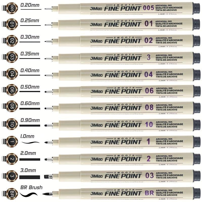 12Pcs Line Markers Plastic Drawing Pens Fine Point Line Painting Pens