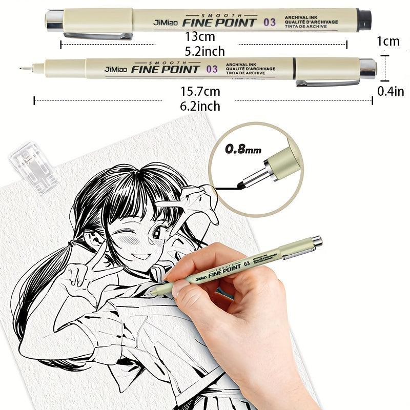 12Pcs Line Markers Plastic Drawing Pens Fine Point Line Painting Pens
