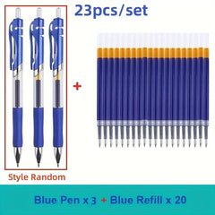 23pcs Retractable Ballpoint Pen 0.5mm Red Replaceable Refill School Supplies