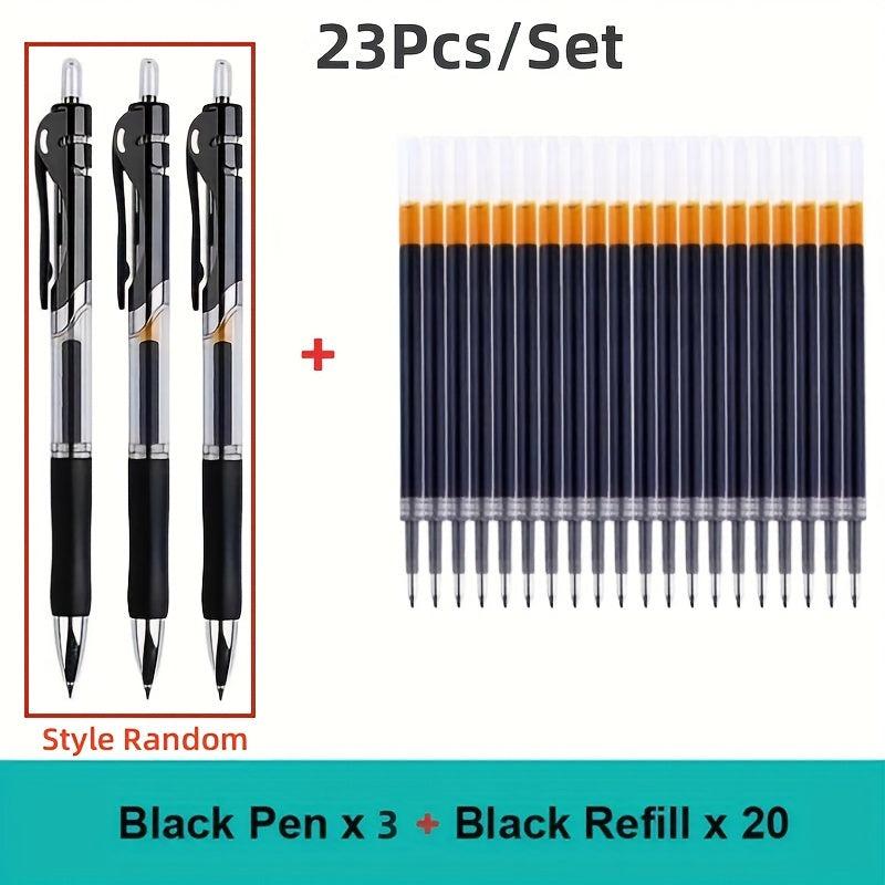 23pcs Retractable Ballpoint Pen 0.5mm Red Replaceable Refill School Supplies