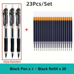 23pcs Retractable Ballpoint Pen 0.5mm Red Replaceable Refill School Supplies