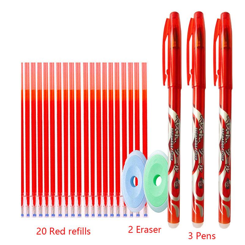 25 Piece Red Ink Erasable Gel Pen Filling Stick Set - Office School Stationery