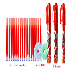 25 Piece Red Ink Erasable Gel Pen Filling Stick Set - Office School Stationery