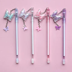 4pcs Butterfly Pendant Gel Pens Small Fresh Student Exam Signature Pen