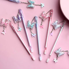 4pcs Butterfly Pendant Gel Pens Small Fresh Student Exam Signature Pen