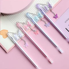 4pcs Butterfly Pendant Gel Pens Small Fresh Student Exam Signature Pen