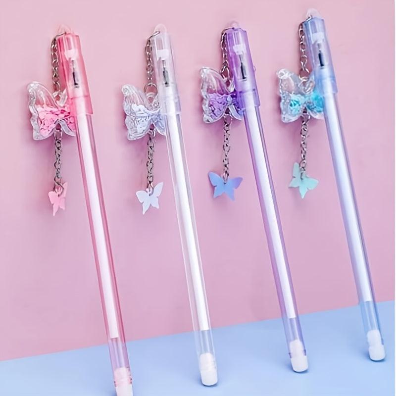 4pcs Butterfly Pendant Gel Pens Small Fresh Student Exam Signature Pen