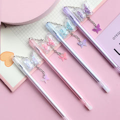 4pcs Butterfly Pendant Gel Pens Small Fresh Student Exam Signature Pen