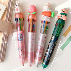 10 Colorful 0.5mm Retractable Ballpoint Pens for Cartooning