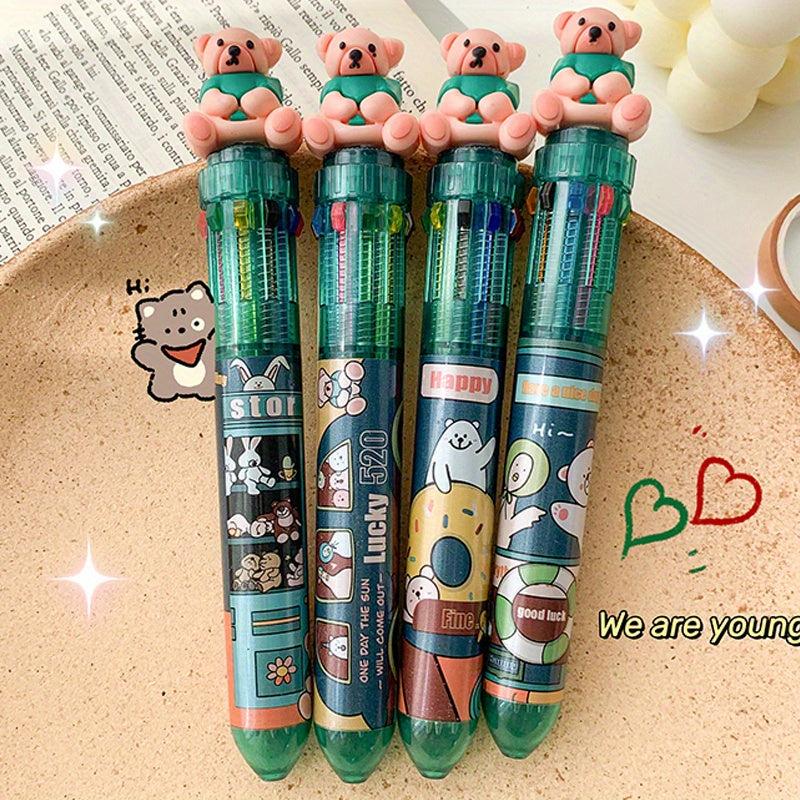 10 Colorful 0.5mm Retractable Ballpoint Pens for Cartooning