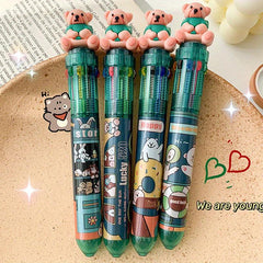 10 Colorful 0.5mm Retractable Ballpoint Pens for Cartooning