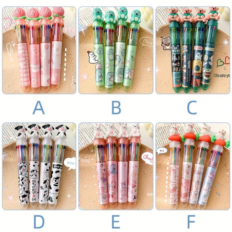 10 Colorful 0.5mm Retractable Ballpoint Pens for Cartooning