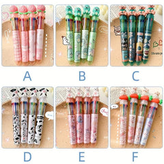 10 Colorful 0.5mm Retractable Ballpoint Pens for Cartooning