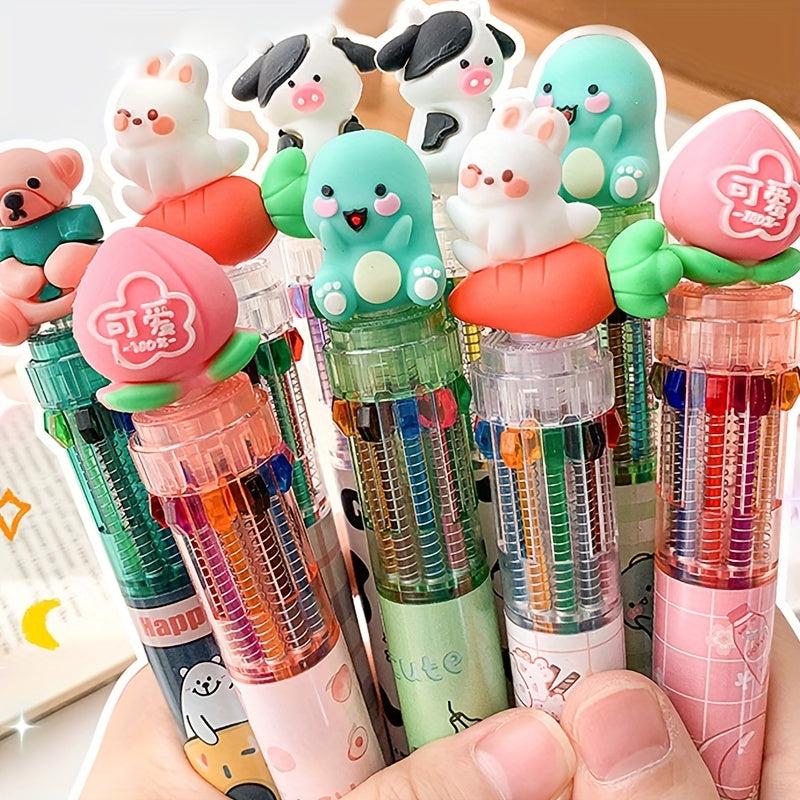 10 Colorful 0.5mm Retractable Ballpoint Pens for Cartooning