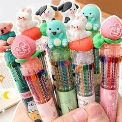 10 Colorful 0.5mm Retractable Ballpoint Pens for Cartooning
