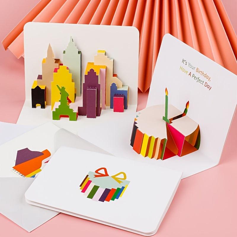 3D Folding Greeting Card Birthday Thank You Message Card