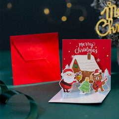 3D Folding Merry Christmas Cards Xmas Decoration Party Invitation