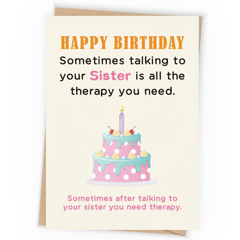 Sister Birthday Card Funny Happy Birthday Card To Sister