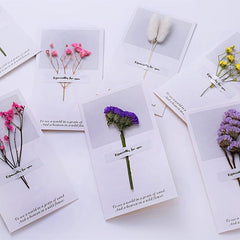 Dried Flower Blessing Card for Women, After Sales Cartoon Design