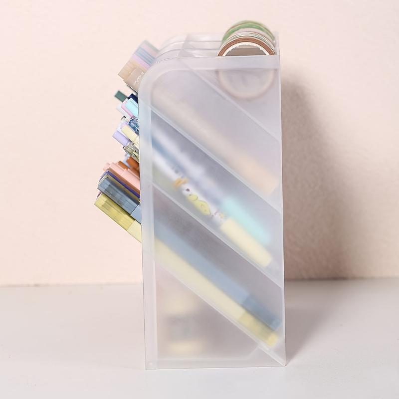 Transparent Frosted Pen Holder 13 Grids Large Capacity Multifunctional Storage