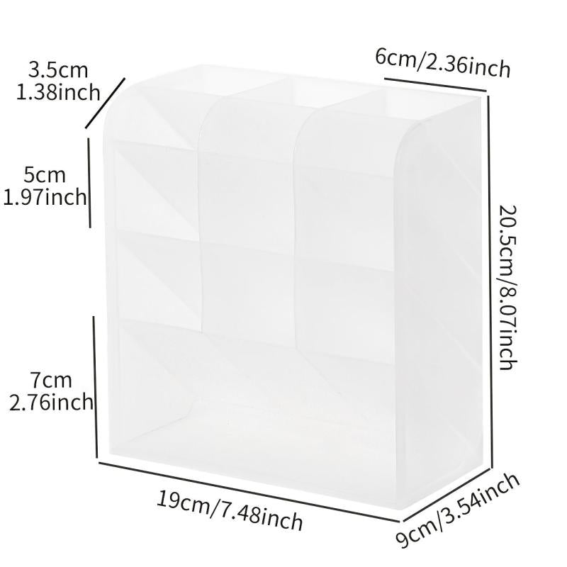 Transparent Frosted Pen Holder 13 Grids Large Capacity Multifunctional Storage