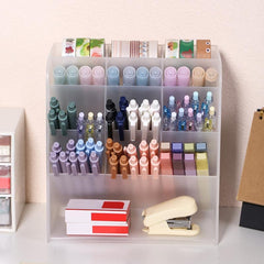 Transparent Frosted Pen Holder 13 Grids Large Capacity Multifunctional Storage