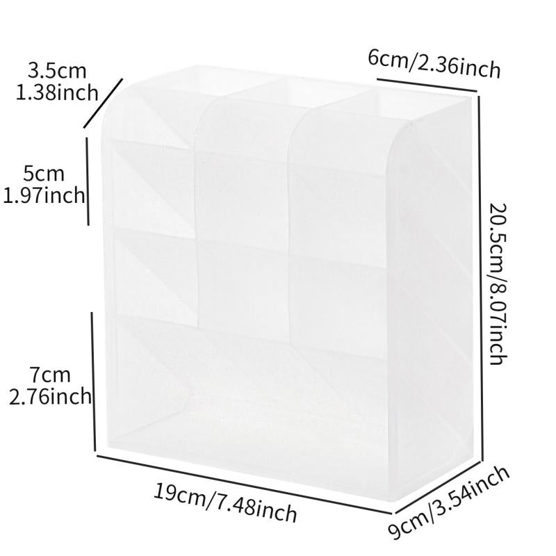 Transparent Frosted Pen Holder 13 Grids Large Capacity Multifunctional Storage