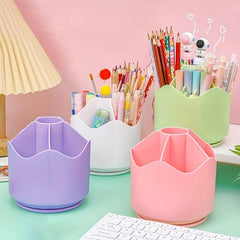 Large Capacity Rotating Pen Holder with Divided Storage Box