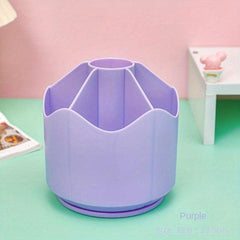 Large Capacity Rotating Pen Holder with Divided Storage Box
